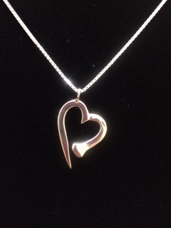 Rusty Brown Horseshoe Nail Heart Necklace rusty brown sterling silver necklace nail he